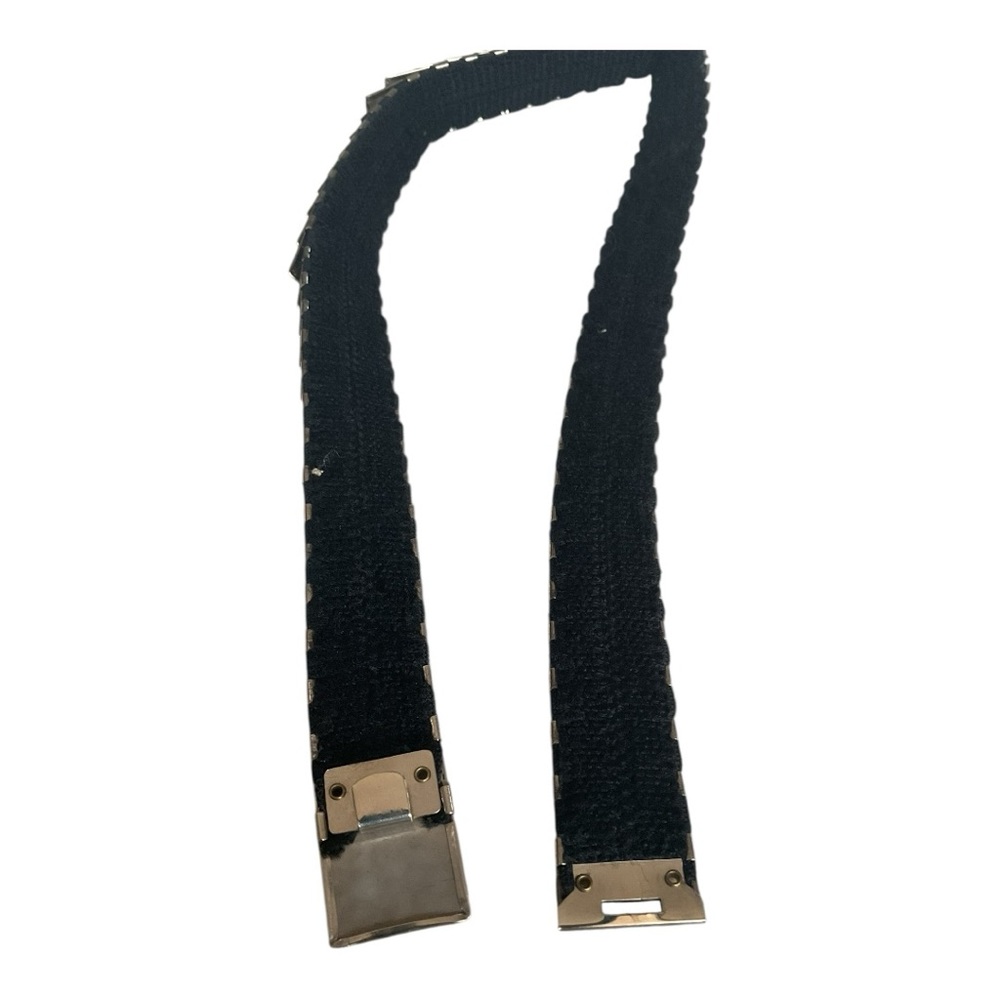 Stretch Belt Silver Metal Plates Statement Belt View 2